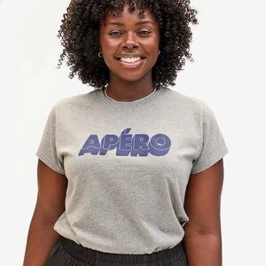 CLARE V Apero Classic Tee in Grey Melange Size XL NWOT 100% Cotton